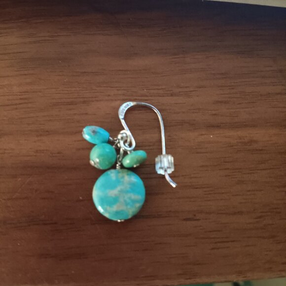 Vintage Barse Sterling Silver Turquoise Cluster Drop Earrings, EUC - Picture 4 of 4